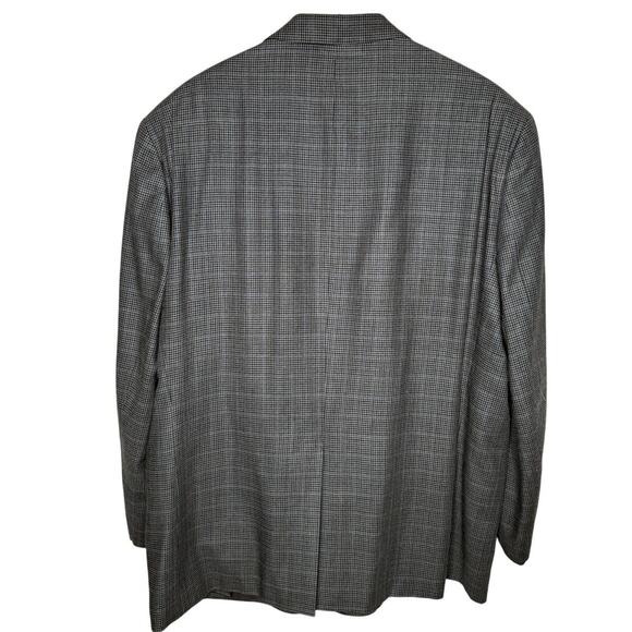 Ralph Lauren Men's 50R Silk & Wool Plaid 2 Button Blazer Houndstooth Jacket Gray - Picture 3 of 9